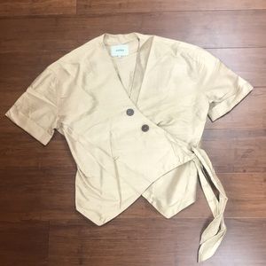 Nanushka silk wrap shirt